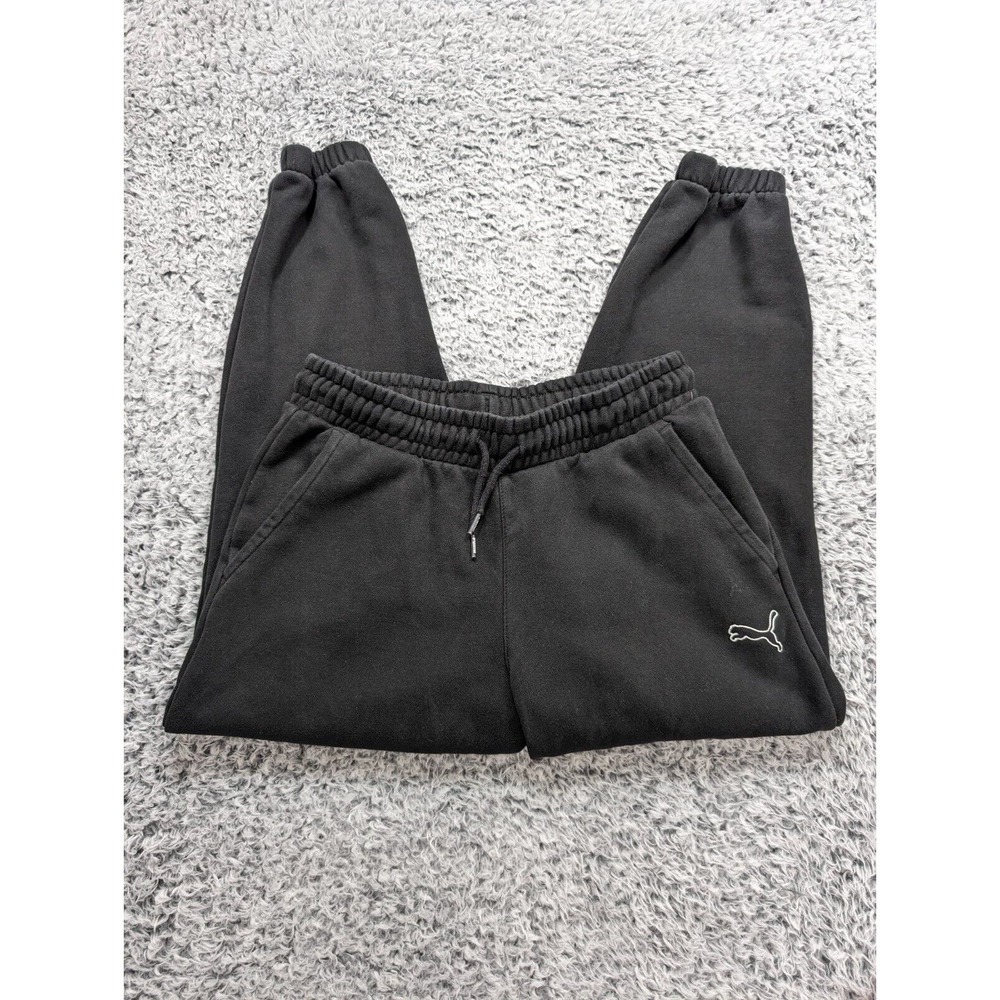 Puma Pants Men Small Black Tapered Joggers Sweatpants Lounge Athleisure Normcore